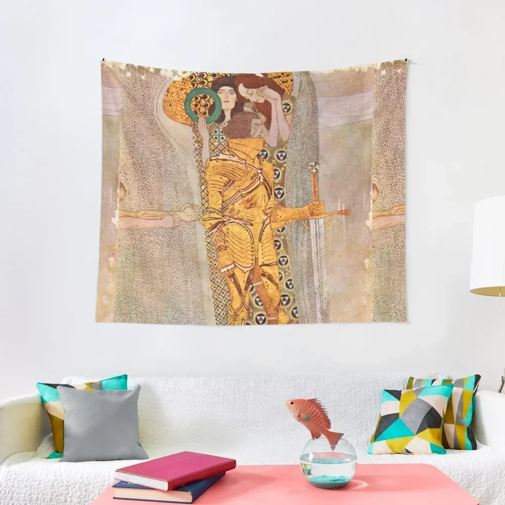 The Golden Knight V2 - Gustav Klimt Tapestry Decor For Bedroom Wall Hanging Tapestry