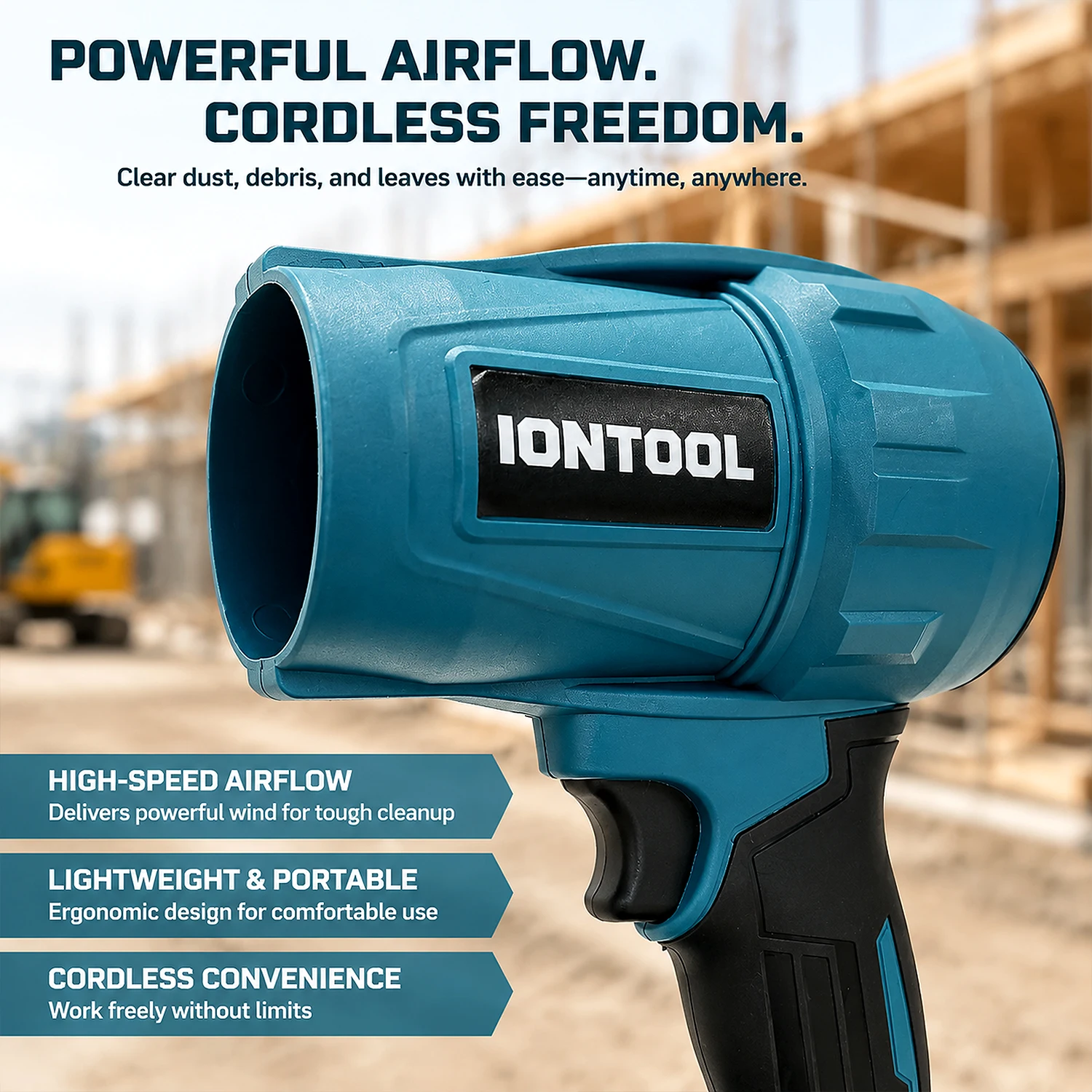 IONTOOL 700W Cordless Leaf Blower Lightweight Garden Tool for Clearing Lawn Leaves and Driveway Debris Tool Only