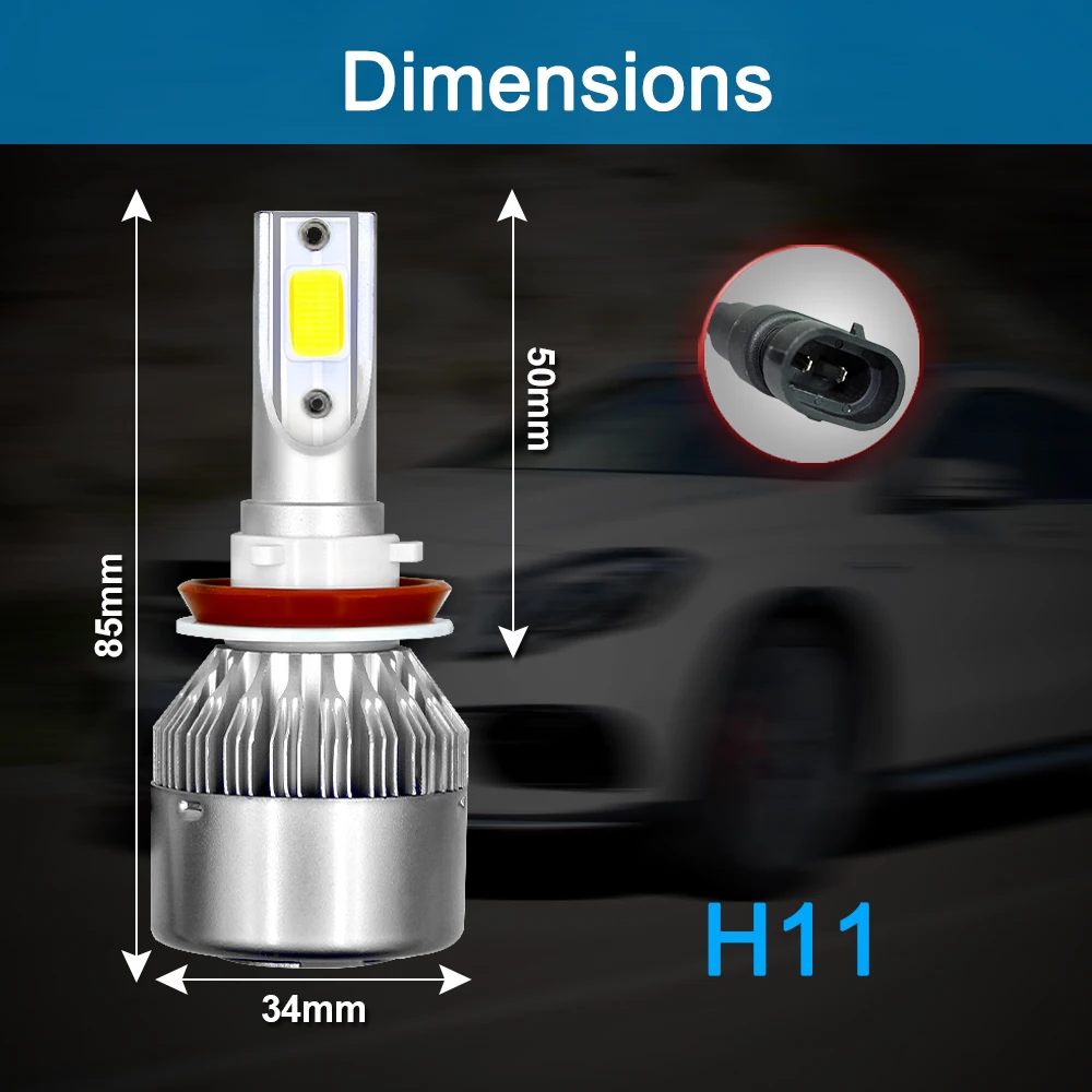 2/4x 12V Motorcycle H9 H11 LED High Low Beam Headlight Moto Bulbs 6000K White For Kawasaki zx-14r zx14r 1400 2006 2007 2008-2020