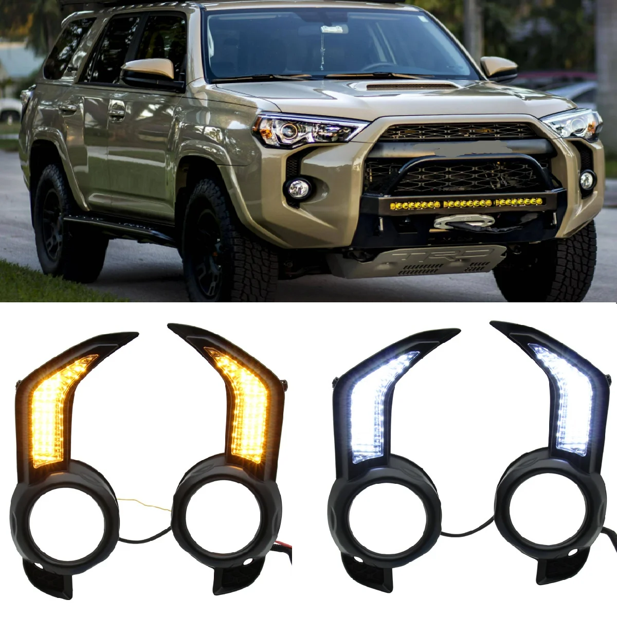 

Foglight frame Fog lights frame LED Daytime running light for Toyota 4Runner 2014 2015 2016 2017 2018 2019 2020