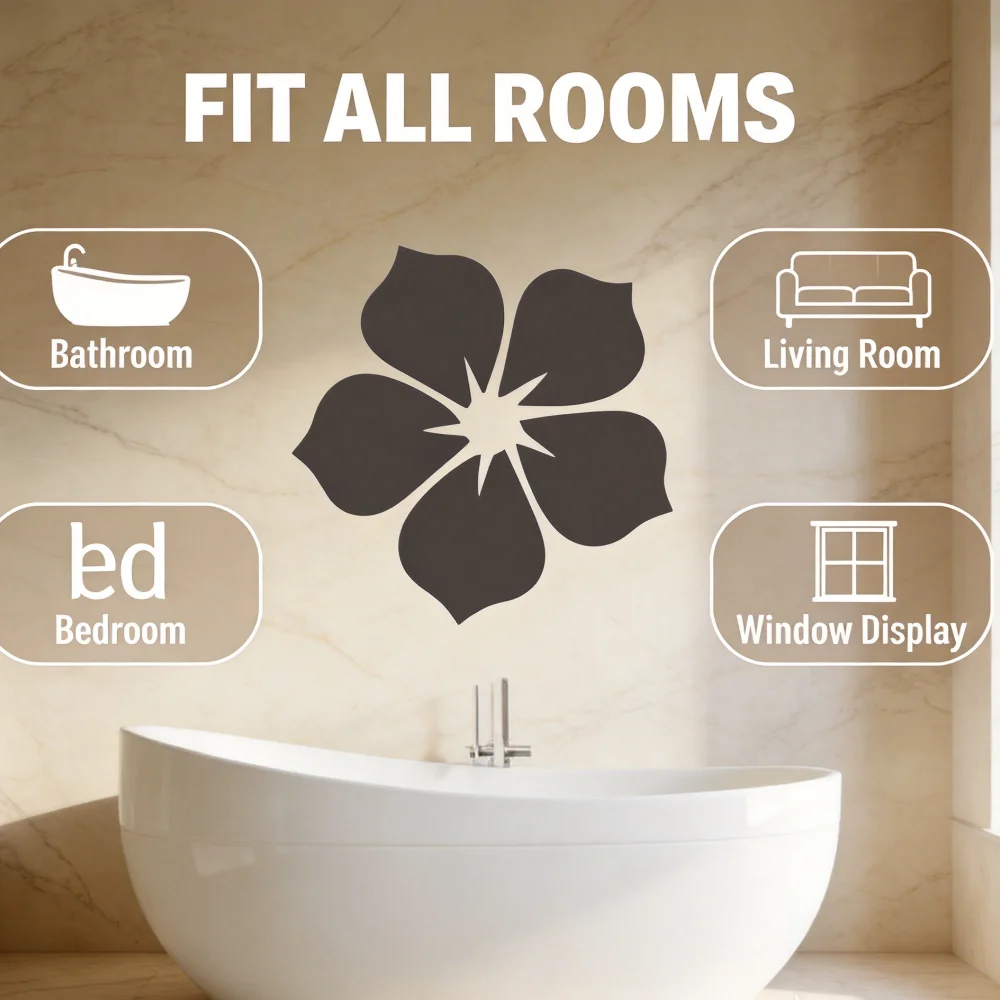 3D Mirror Acrylic Crystal Flower Wall Decals, Black DIY Splicable Petal Wall Stickers, Stereoscopic Floral Ornament for Home Interior Decor, 18 Count Mixed‑Size Pack