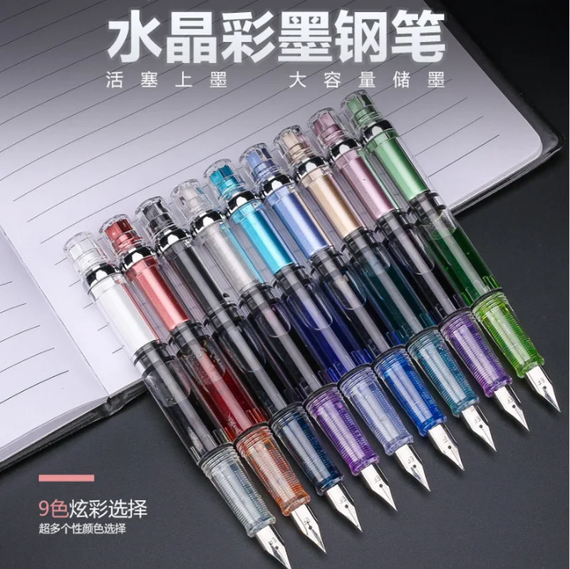 

Transparent Color Piston Ink Blowing Pen Large Capacity Ink Storage Pen Rotary Ink Blowing Piston Pen School Supplies