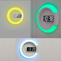 USB 3D Wall Clock with Night Light,  Night Light, Digital Table Clock, Alarm Mirror, Hollow Lamp for Home, Living Room Decor