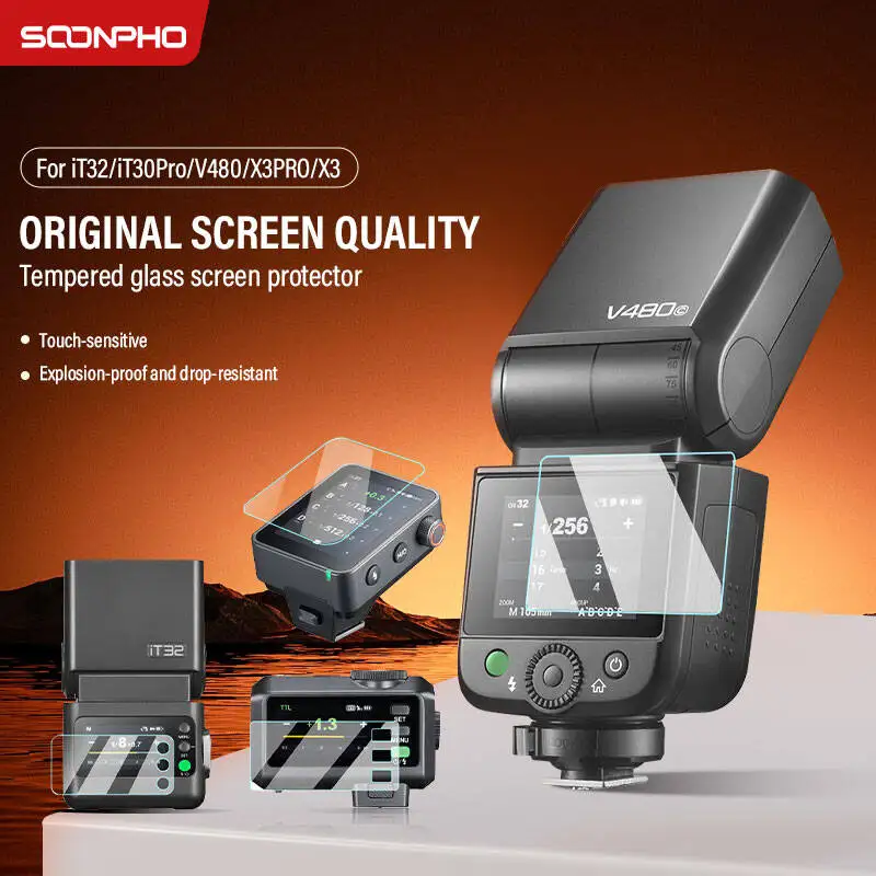 Soonpho filme de vidro temperado para godox it32 it30pro x3pro v480 x3 gatilho câmera flash