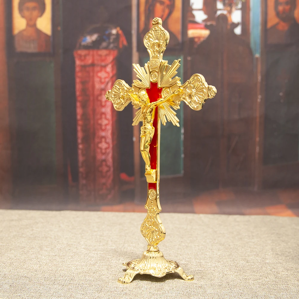 

Catholic Jesus Cross, Catholic Standing Cross, Zinc alloy Catholic Tabletop Ornament, Gift for Friends