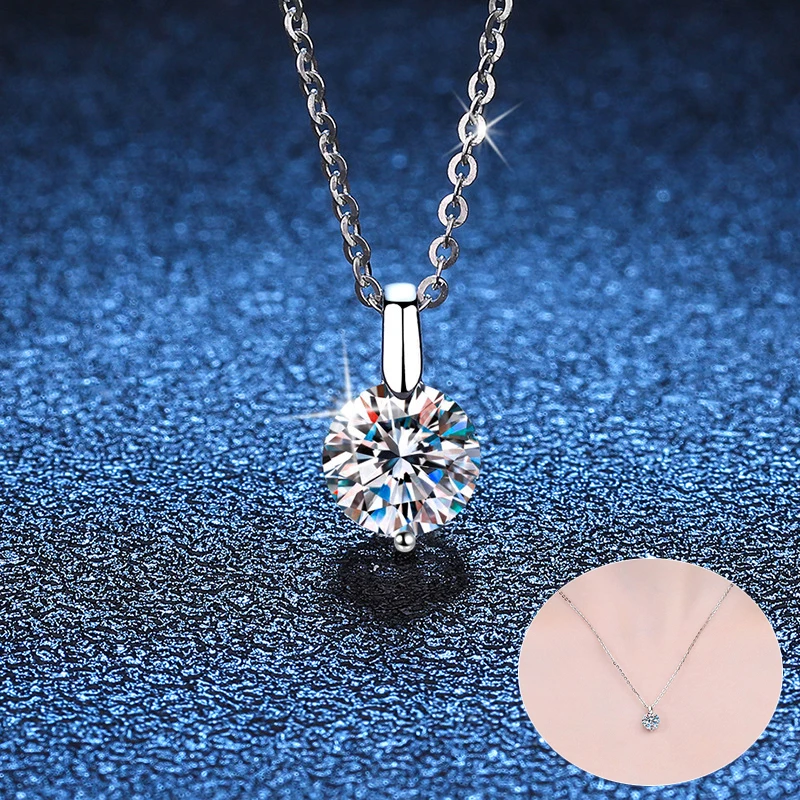 

Apaison Sparkling Real Moissanite Pendant For Women 100% 925 Sterling Silver Adjustable 40+5cm Necklace Girl Gift Wholesale