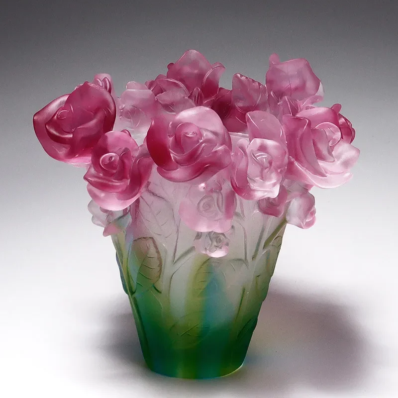 Glazed rose vase small ornament incense burner incense living room study light luxury high-end