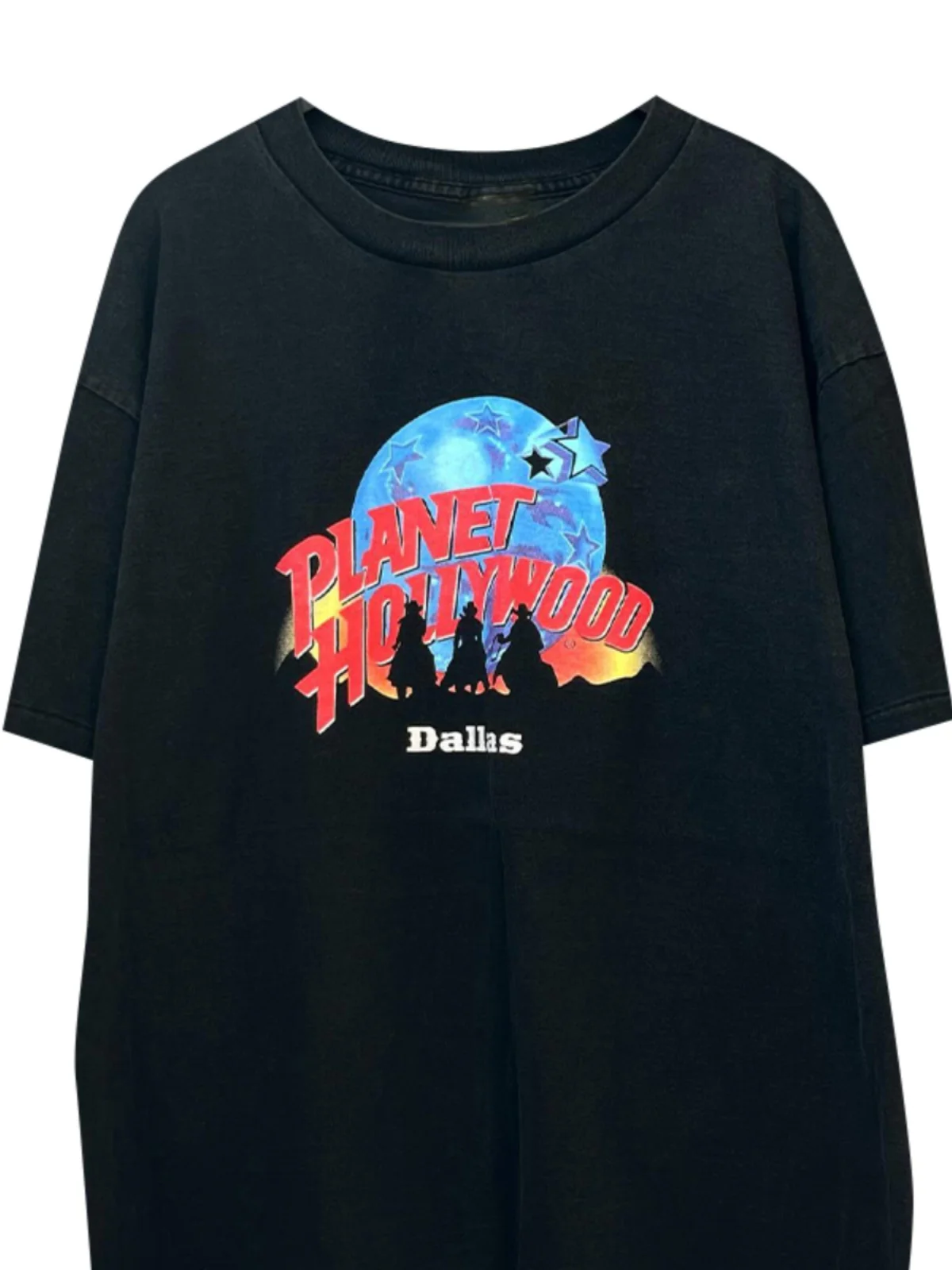 Planet  Retro Cotton Short Sleeve T-Shirt Unisex Heavyweight High Street Style Hip Hop Vintage Top for Teens