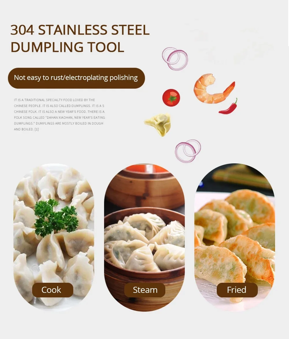 JJYY Stainless Steel Dumpling Mould Dough Cutter Quick Dumpling Ravioli Mould DIY Dumpling Maker Pastry Accessories