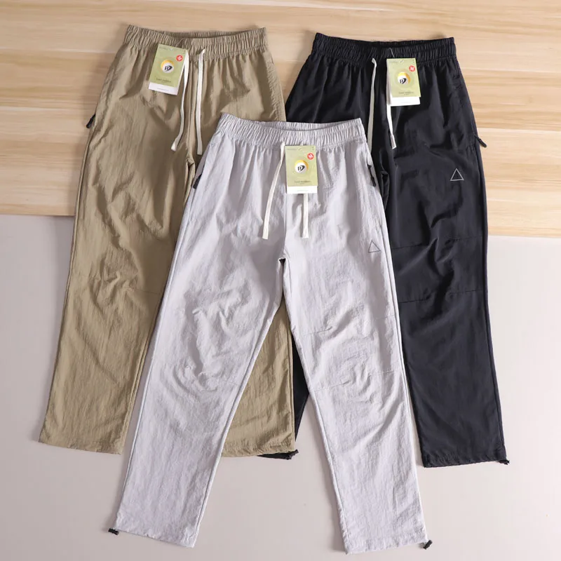 

Легкие свободные брюки прямого кроя с эластичной резинкой на талии, уличные, функциональные, темно-сухие, повседневные, модные, городские, весна-лето