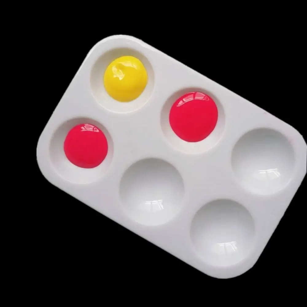 10PCS graffiti coloring white Painting Tray Plastic 6 Round Wells Watercolor Palette Rectangular Art Paint Tray Palette