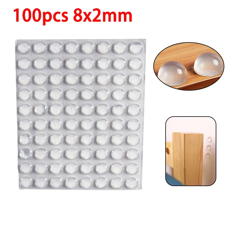 100pcs 8mmx2mm Transparent Silicone Granules Door Handle Sticker Transparent Anti Bump Silicone Cushioning Anti Slip Mat