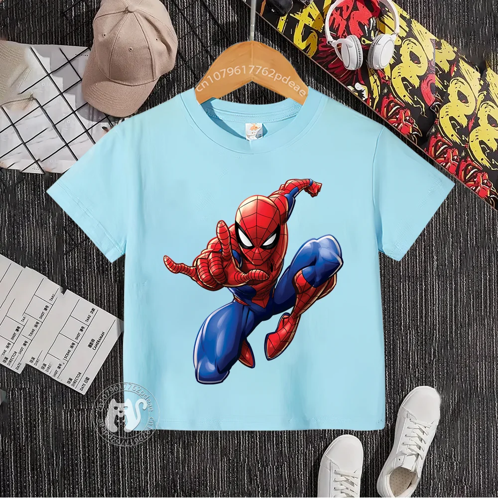 Superhero Summer Kids 100% Cotton T-shirt Teen Cartoon Print casual cotton T-shirt male and female doll short sleeve top