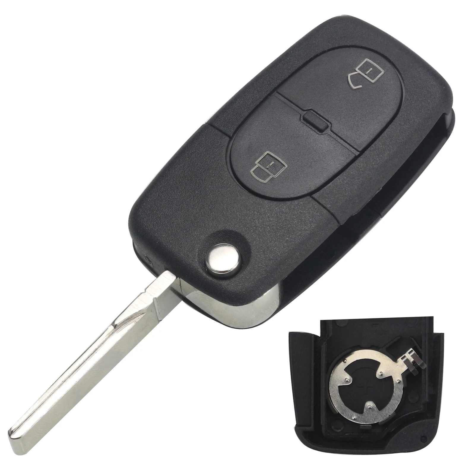 jingyuqin 2 Button Flip Folding Remote Car Key Fob For Audi A2 A3 A4 A6 A8 TT Auto Key Case With Uncut Blade Replacement 