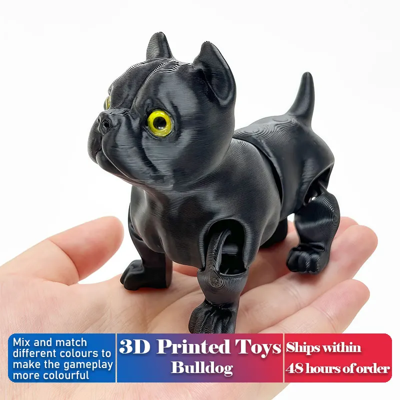 

Funny 3D Printed Bulldog Figurines Miniatures with Movable Parts Cute Desk Accessory Home Decor Gift for Collectors Pet Lovers