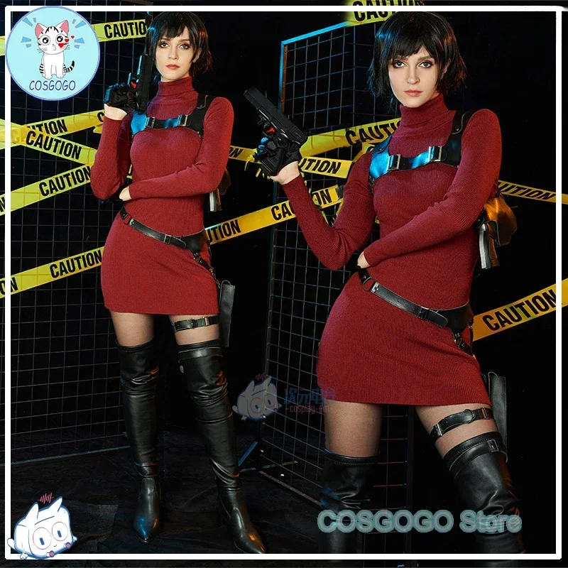 

Movie Resident 4 Ada Wong Cosplay Costume Halloween outfits Game Clothing Women Dress