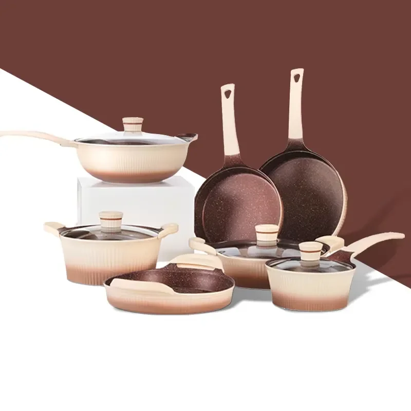 Hot Sale Die Casting Aluminum Cookware Pot Set Kitchen Cooking Pot Set Cookware Non Stick Pan Cookware Sets Marble Coating