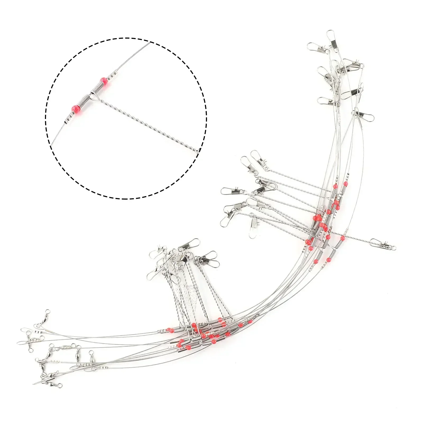 

10Pcs Fishing Leaders Swivels Snap Wire Bottom Rig Fishing Accessories Wire Fishings Leaders 15.7inch Surf Tackle 2Arm tool part