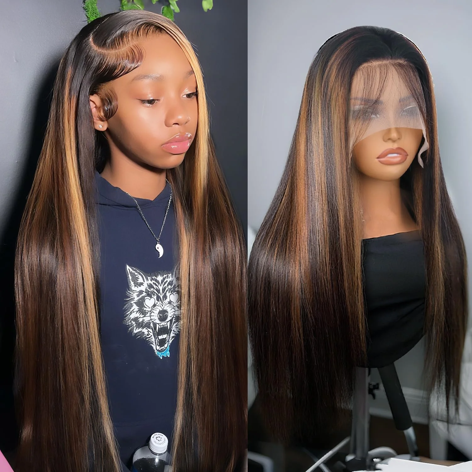 

38-40 дюймов, P1B/30, с эффектом омбре, парик из натуральных волос, 250% плотность, прямой, 13x6, HD, прозрачный кружевной фронтальный парик из натуральных волос