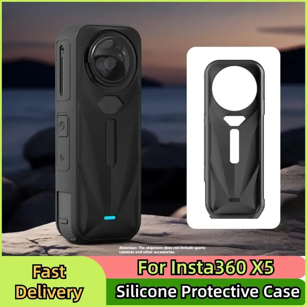 For Insta360 X5 Panoramic Action Camera Protective Case Silicone Shockproof Protective Case Cover With Lens Cover For Insta 360