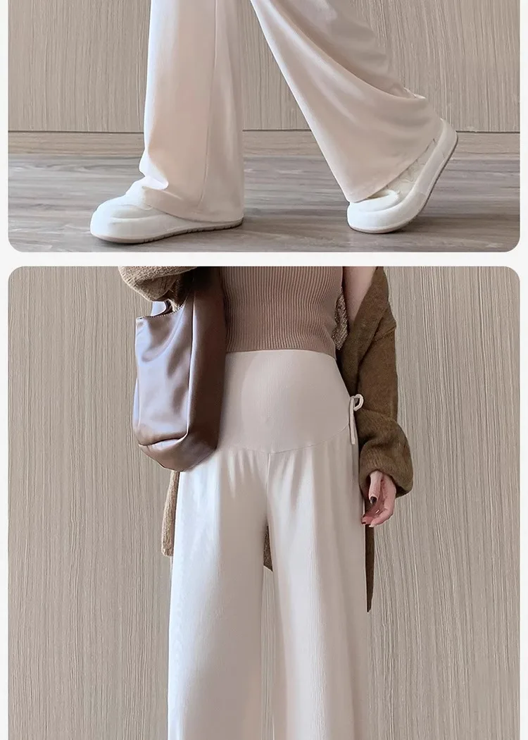 Umstandshose Frühling und Herbst Outdoor Wear Neue Sommer Petite Casual Kordelzug Gerade Hose mit weitem Bein Umstandsmode – Detail 13