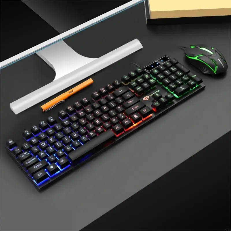27RA Tactiles Feedback Keyboards Mouse Combo 104Key RGBs Lighting Computer Accessory