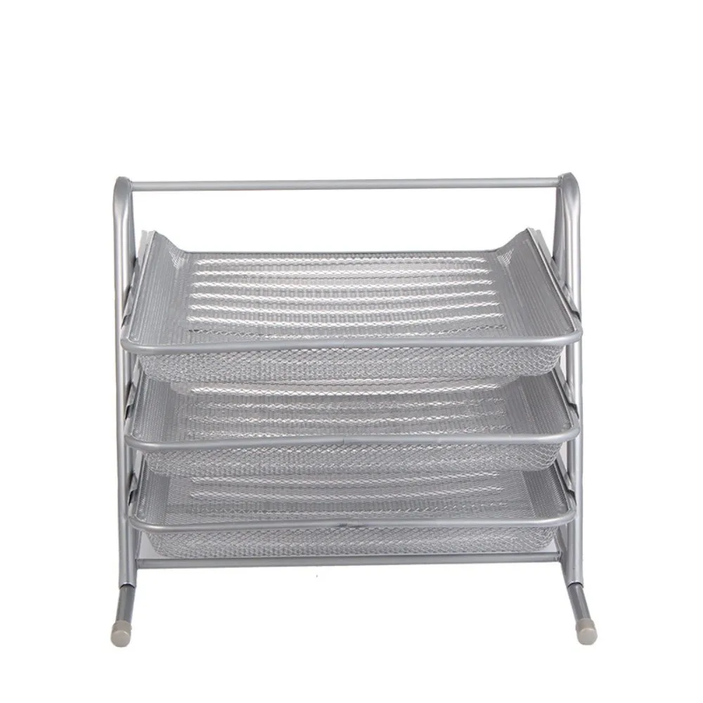 

Metal Three-layer File Rack Drawer Style Wire Mesh Desktop Document Rack File Manager Storage Rack Desktop Data Tray Literature
