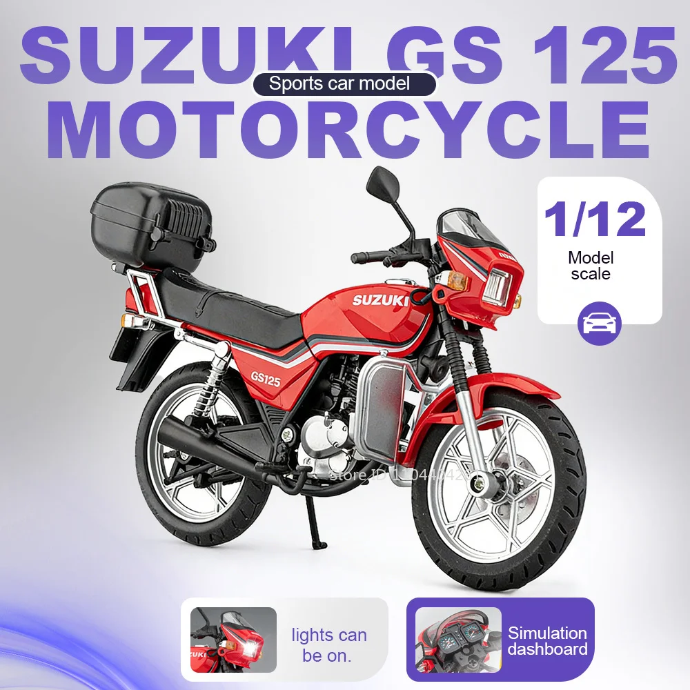 

Модель мотоцикла 1:12 SUZUKI GS125 Honda CB400F, литая под давлением, из сплава, с амортизацией и подсветкой, коллекционная, подарок для детей