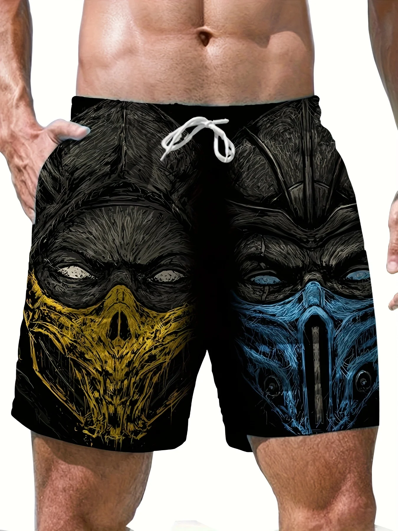 

Summer New Men Fashionable 3D Printed Shorts Breathable Quick Drying Mesh Shorts Men Five Quarter Shorts QuickDrying Beach Pants