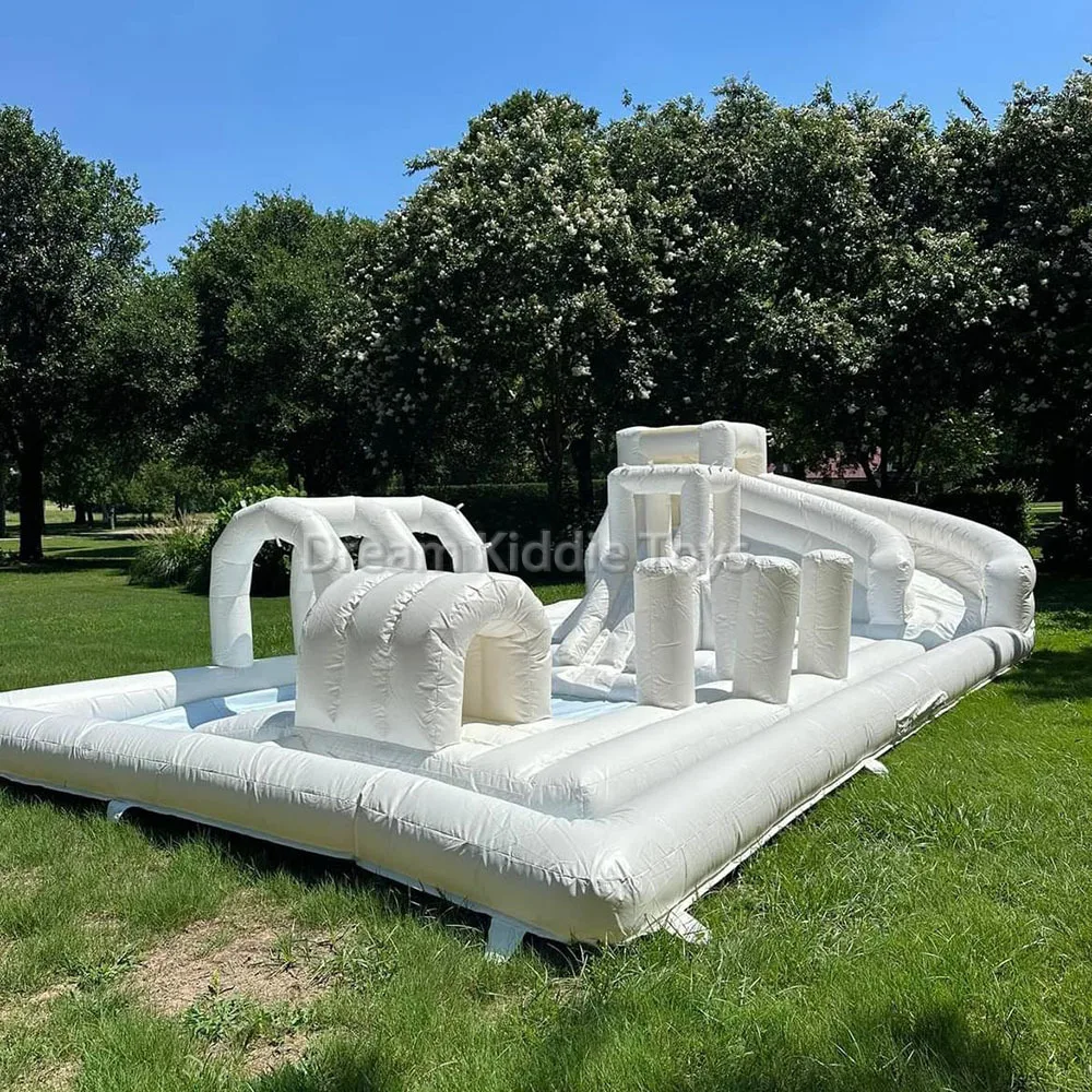 Pastel PVC Outdoor Inflatable Pool Slide Soft Play Equipment Kids' Playground Water Slide Pool Obstacle Course