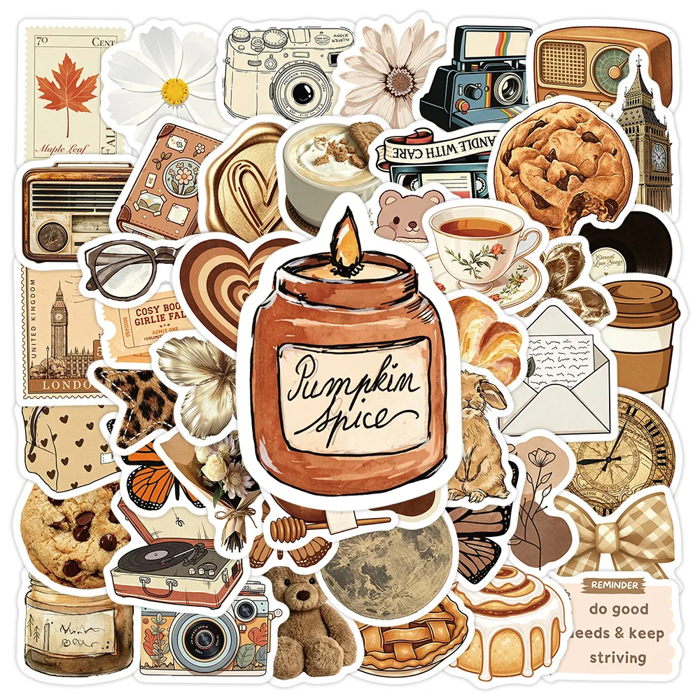 10/50PCS Coffee Aesthetic Stickers Personalized Creative DIY Water Cup Scrapbook Diary Book Desk Bicycle Waterproof Decal