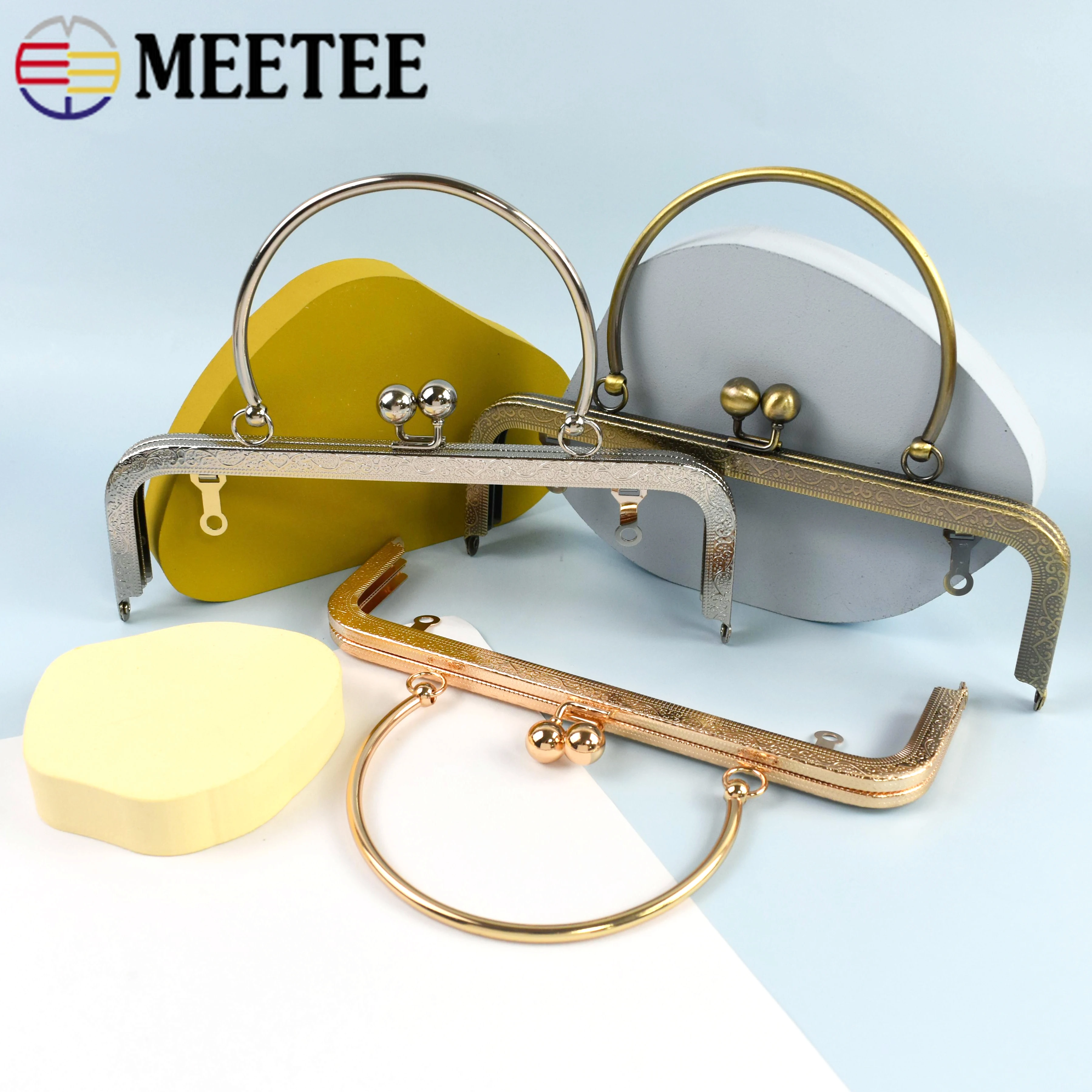 

2/5Pcs 20.5cm Metal Bags Handles Wallet Kiss Clasp Purse Frame Handbags Decor Closure Lock Clips Handle DIY Bag Accessories