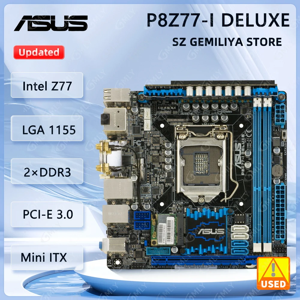 

ASUS P8Z77-I DELUXE Mini-ITX Motherboard Intel Z77 LGA 1155 2×DDR3 16GB 2×SATA III support Core i3-3220 i5-2500 i5-3570 i7-2700