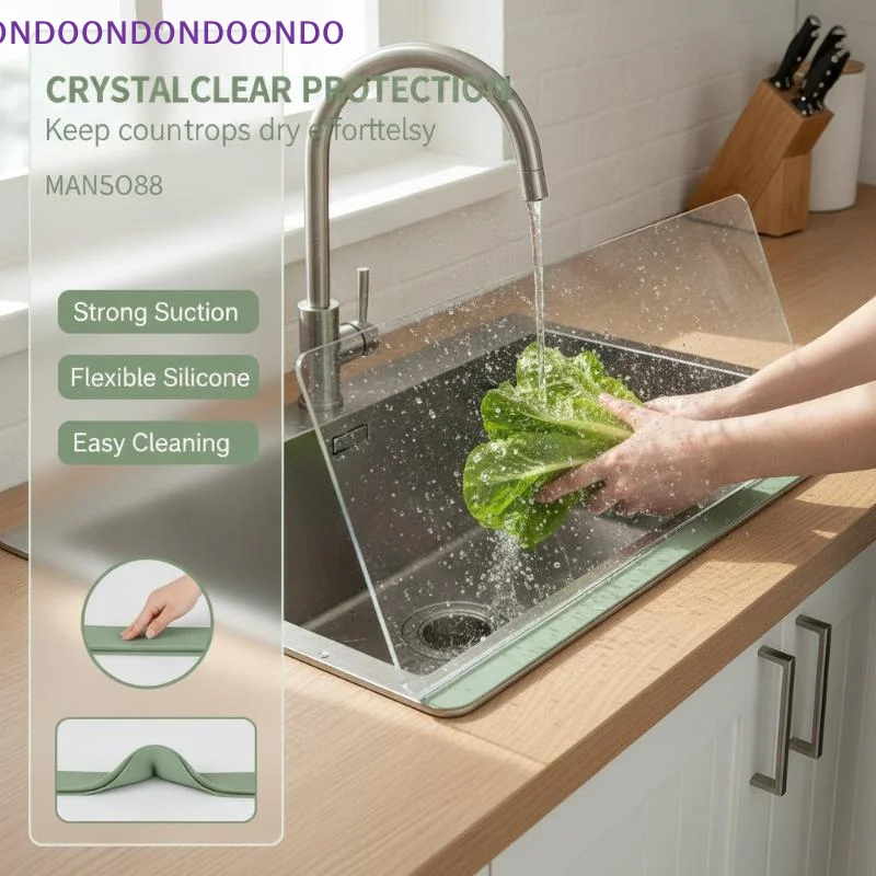Silicone Splash Guard For Kitchen Sink Suction Cup Water Stop Baffle Drain Filter Sink Countertop Baffle