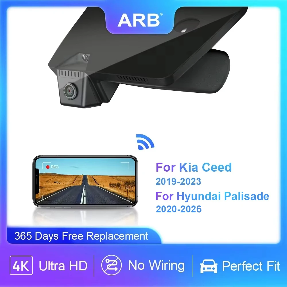 ARB 2160P Dashcam für Kia Ceed 2019-2023, für Hyundai Palisade 2020-2026, OEM-Style Fahrzeugkamera, WLAN-App-Steuerung, G-Sensor