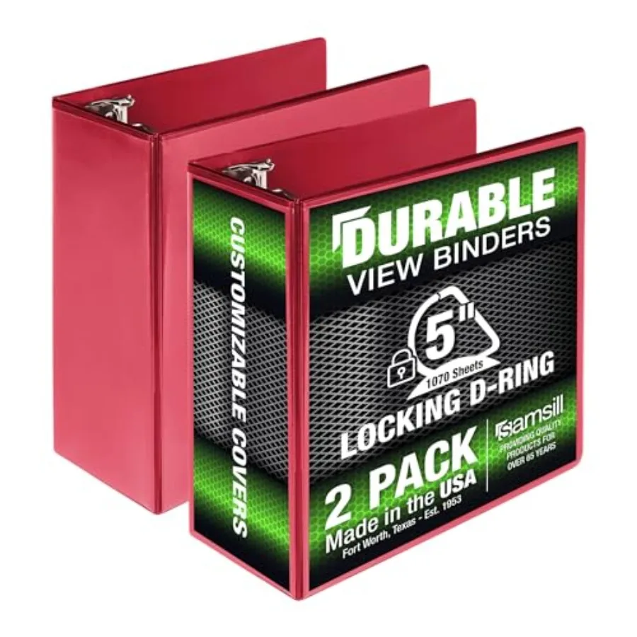 

Durable Binder D Ring Binder Customizable Clear View Cover Each Holds 7 Pages