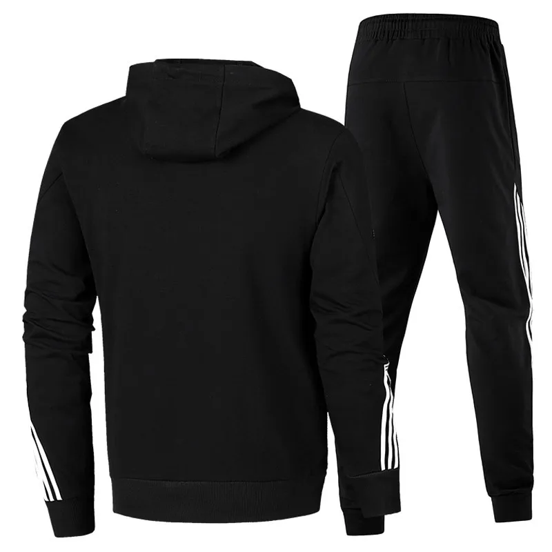 Men's Casual Two-piece Sports Suit Loose Fitting Hooded Cardigan Sweater Two Piece Autumn Sportswear Jacket Jogging Pants