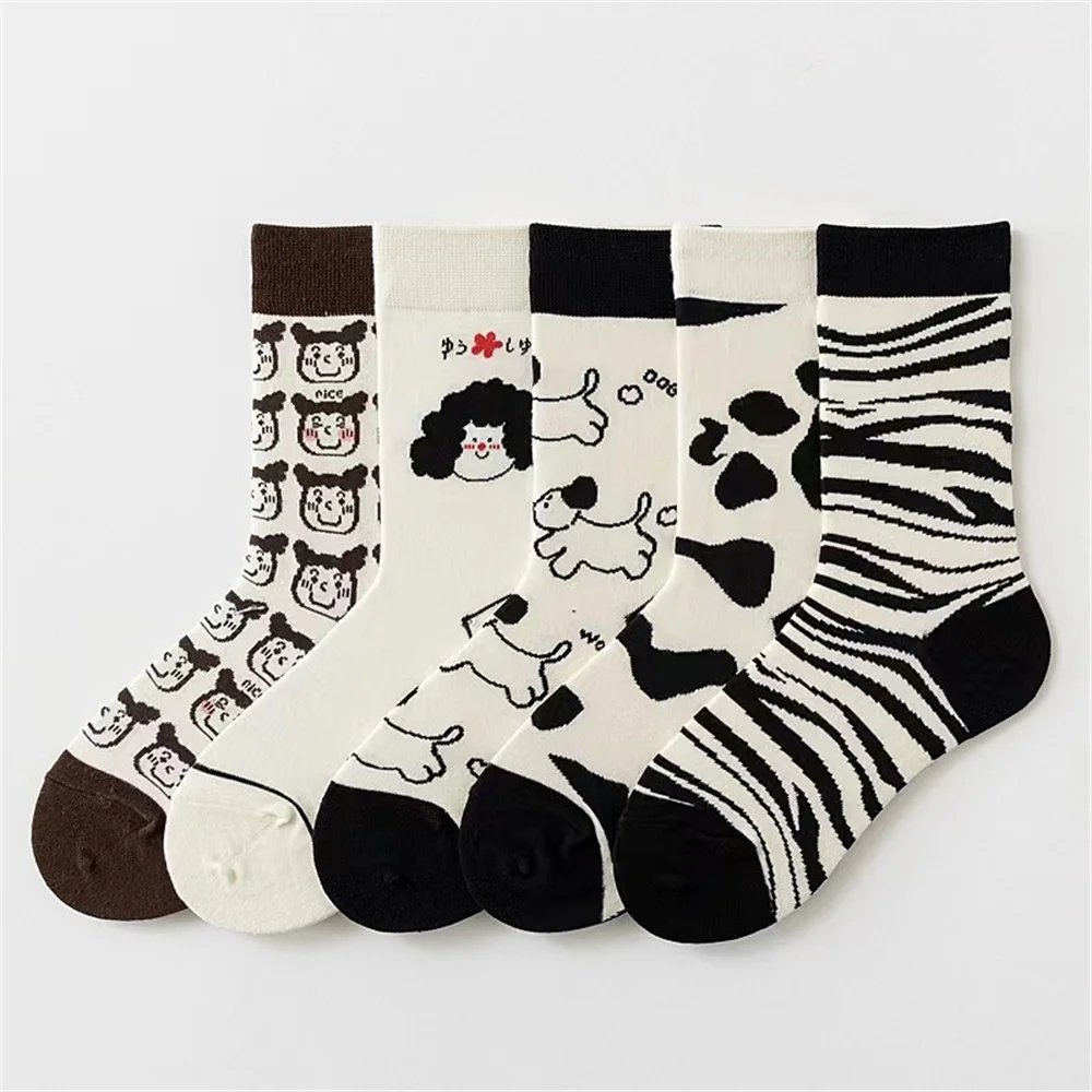 1/3/5SETS Sock Breathable And Skin-friendly Convenient Black And White Socks Apparel -calf Socks