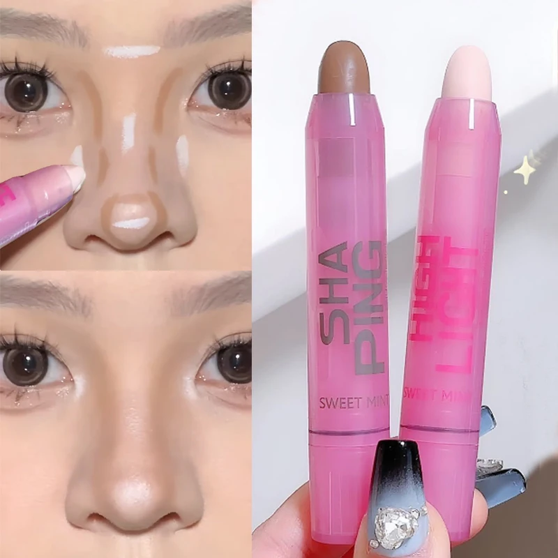 그레이 브론저 하이라이터 컨투어 스틱, 방수 크림 텍스처, 코 섀도우, 컨투어링 펜슬 화장품, 얼굴 브라이트닝 메이크업