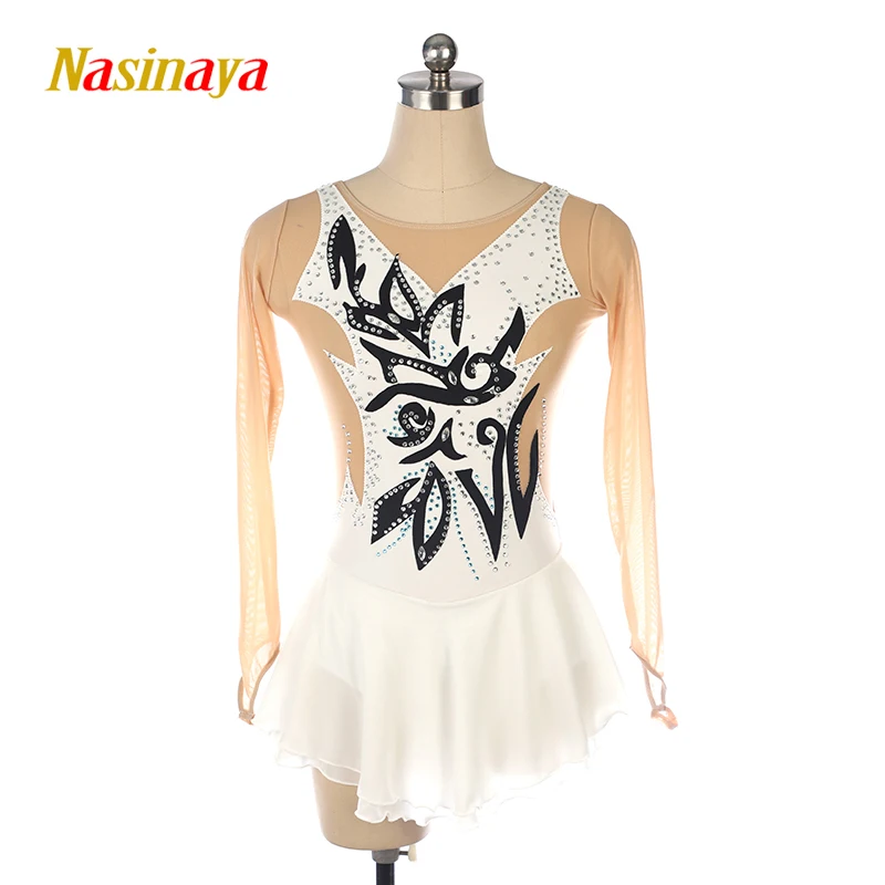 

Nasinaya Figure Skating Competition Training Dress White Black Customized Women's Rhythmic Gymnastics Performance Dress