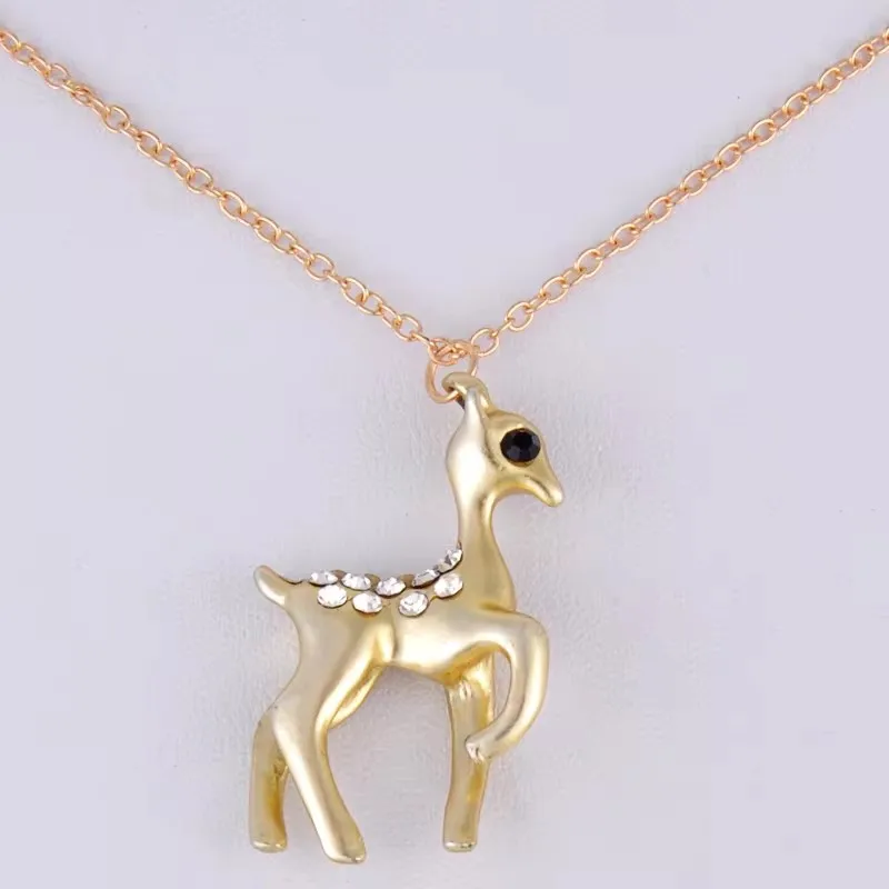 Forest Animal Hippo Zebra Fox Bear Giraffe Sika Deer Necklace Women Enamel Choker Pendant Necklace Fashion Costume Jewellery