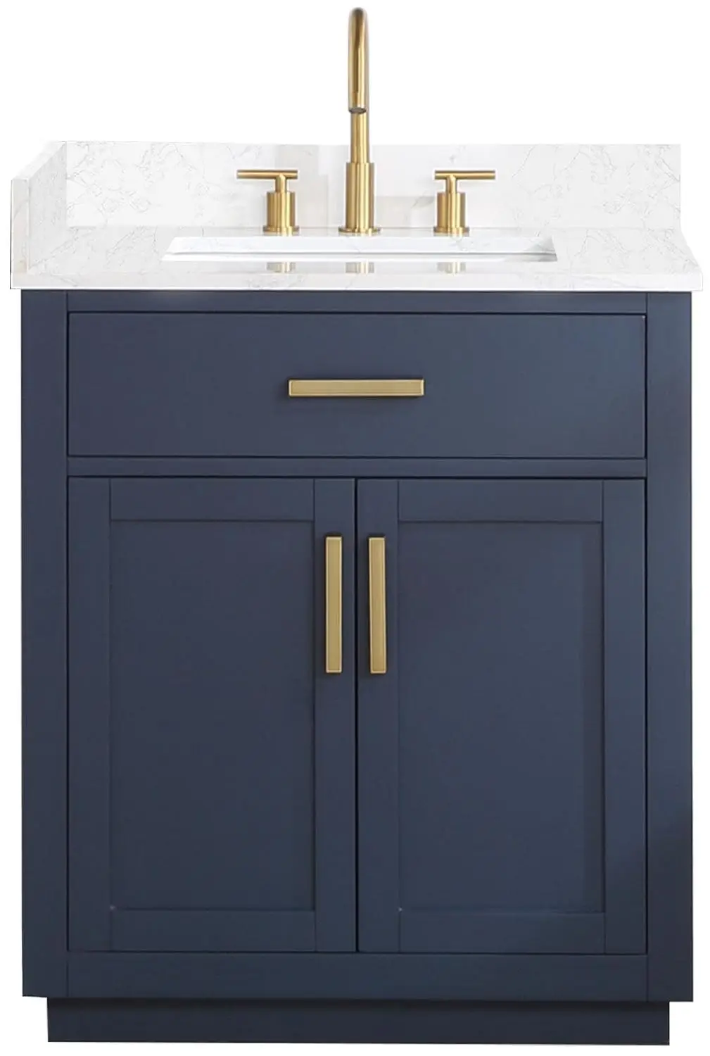 Gavino 30" Wood Vanity in Royal Blue with Composite Stone Top no Mirror, Customized
