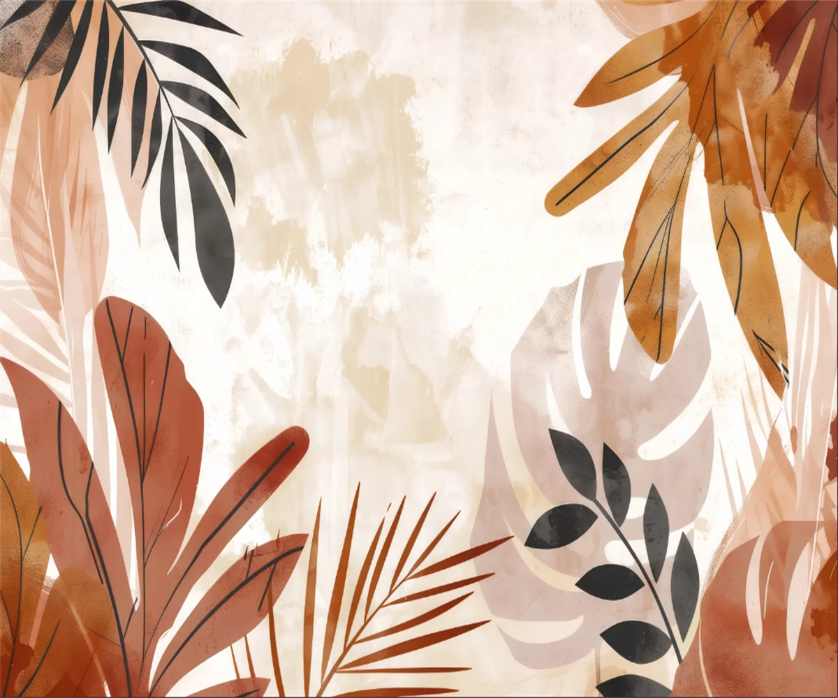 

Фреска индивидуального размера, тропические растения Юго-Восточной Азии, обои, нарисованные вручную листья, украшение в джунглях, живопись, 3d обои