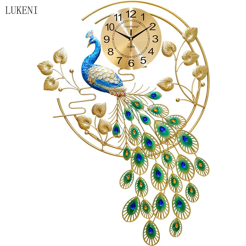 Peacock clock wall clock wall watch living room home creative fashion mute modern decoration personality clock Phoenix