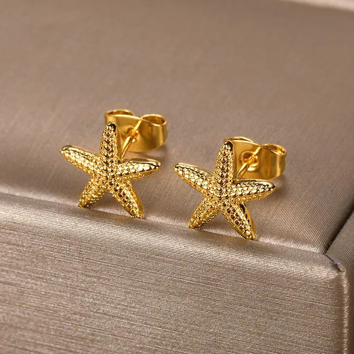 Big Starfish Stud Earrings For Women Sea Shell Earrings Round Ear Ocean Summer Beach Jewelry Best Friend Birthday Gift 2023