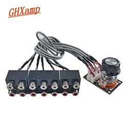 GHXAMP 6-Way Dual-Channel Audio Signal Switcher Knob Switch Board With Sealed RCA Lotus Seat Shielded Wire