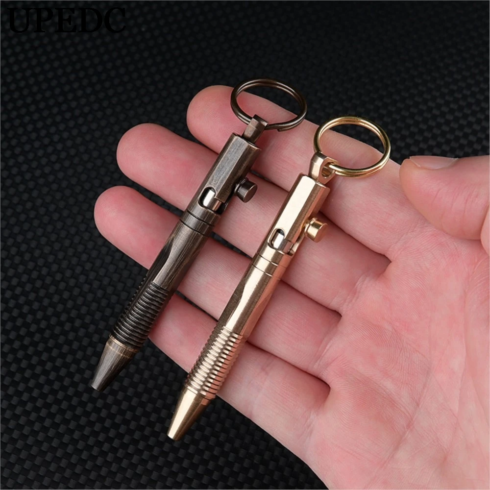 UPEDC Mini Keychain Brass Pen Removable Pendant Portable Travel Pocket Pen Signature Ballpoint Pen