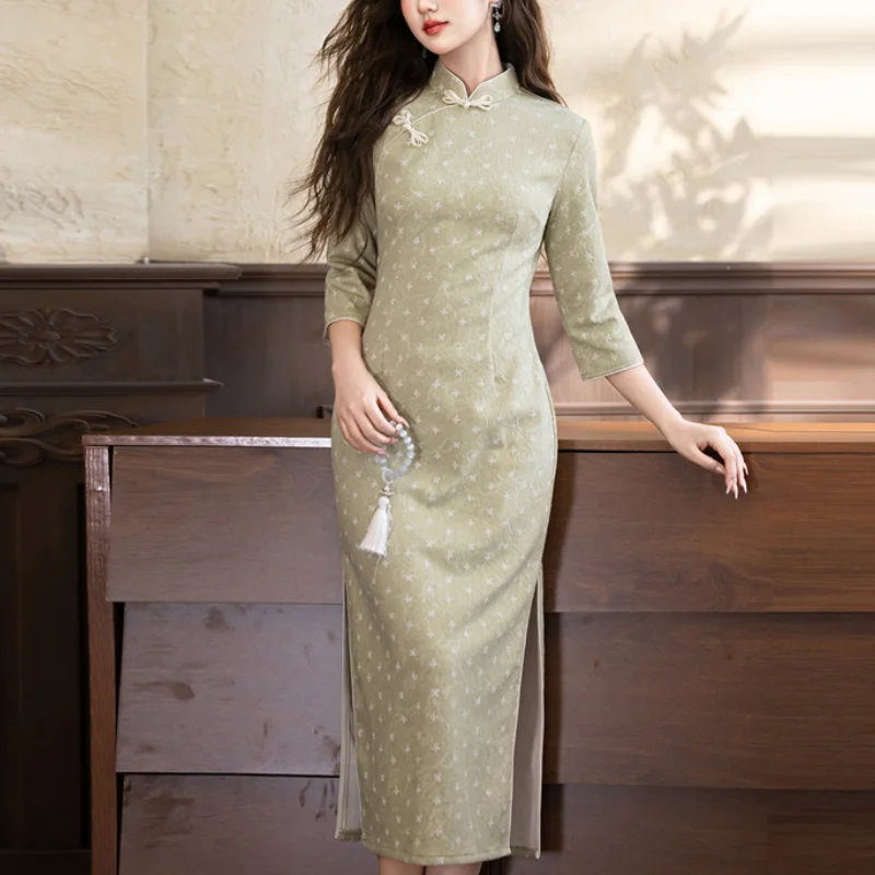 elegante-vestido-qipao-para-mujer-saten-jacquard-cheongsam-de-manga-tres-cuartos-vestido-tradicional-chino-con-cuello-mandarin-vestido-de-fiesta