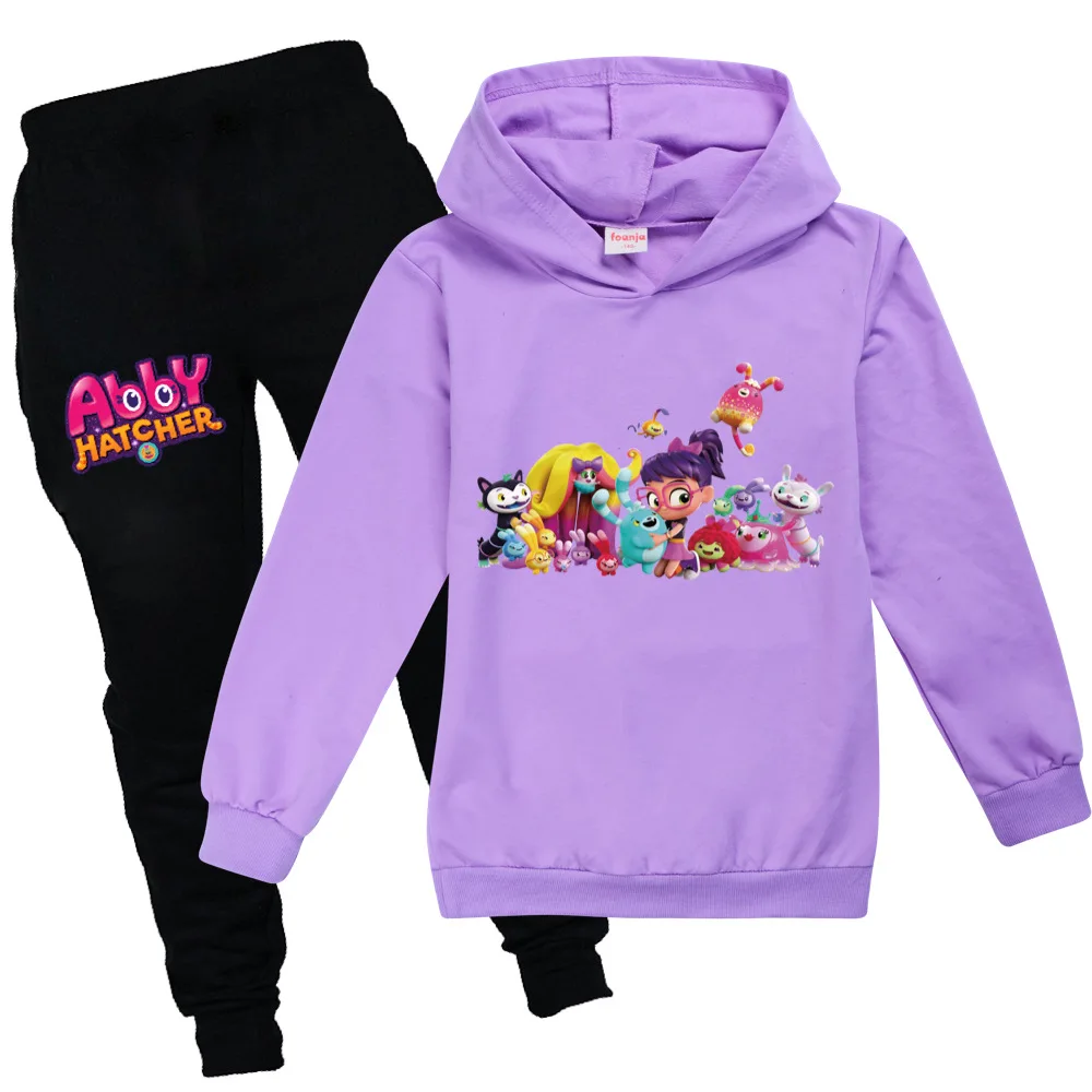 

Abby Hatcher Cartoon Set Kids Clothes Hoodies Cotton Sweatshirt Suit Teenager Boys Girls Clothing Pullover Hip Hop Sportswea