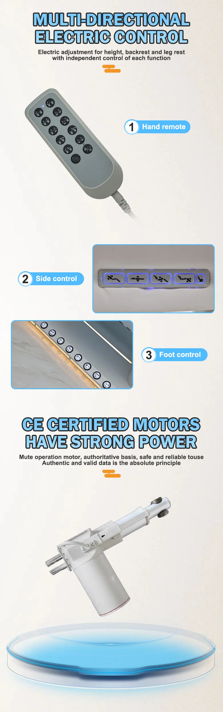 Elektrisches 4-Motor-Massage-Schönheitsbett mit Heizung, LED-Licht, Fußpedal, Handsteuerung, Anpassbarer Lederfarbe, Salon-Gesichtsbehandlungsbett – Detail 4